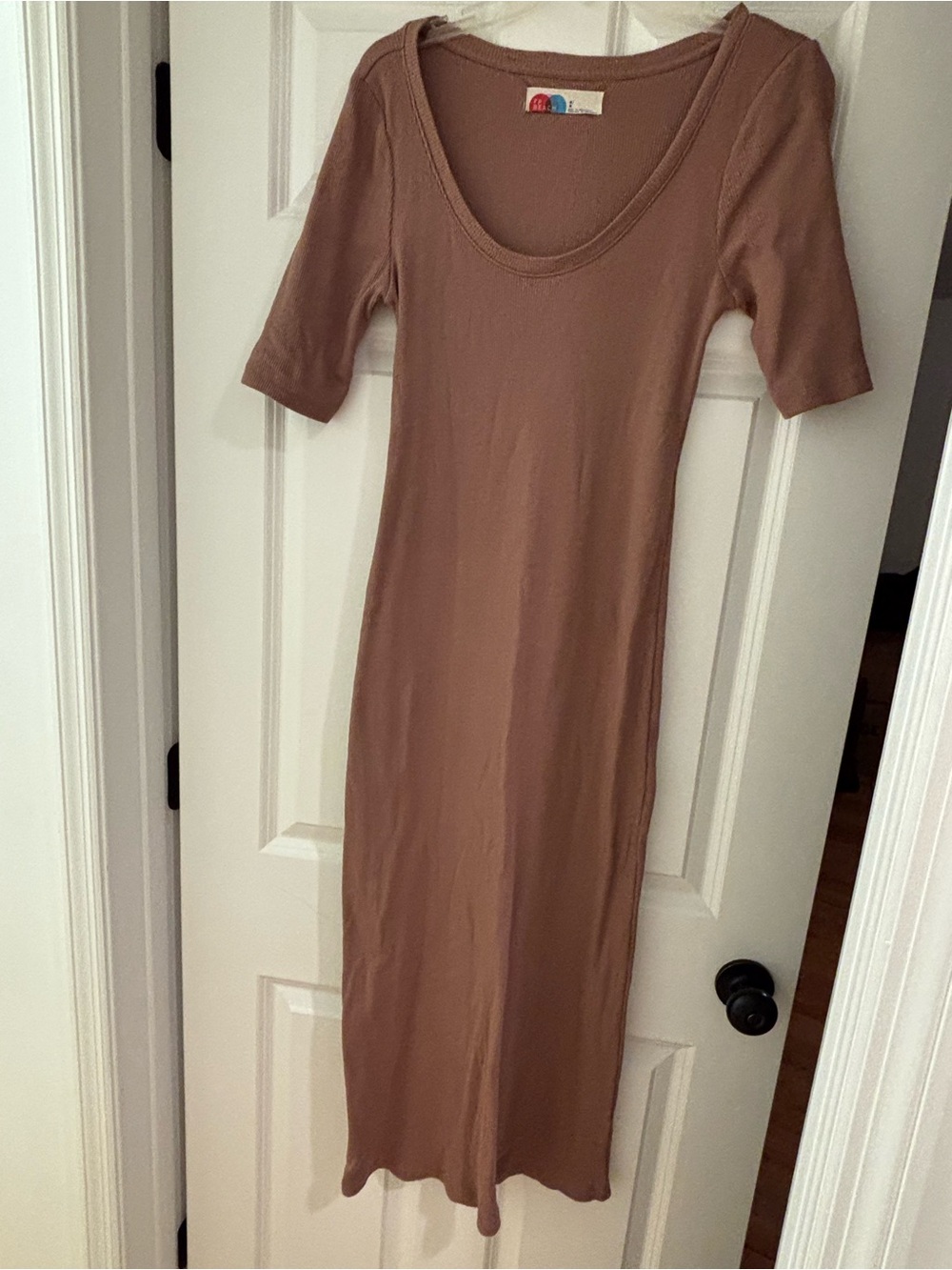 Free People beach Scoop Neck Maxi Dress in Taupe Brown